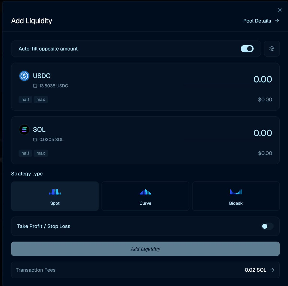 Add liquidity UI